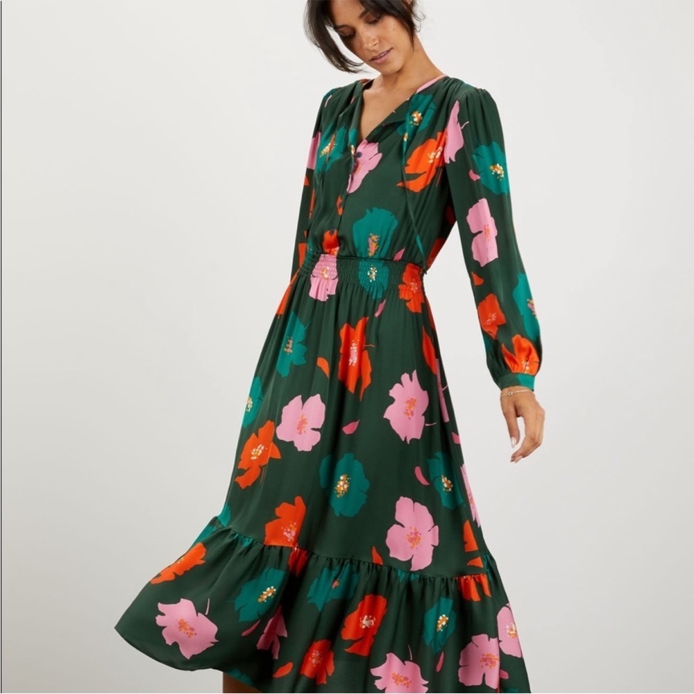 Tucker NYC Juliette Silk Floral Charmeuse Dress New Size 2X